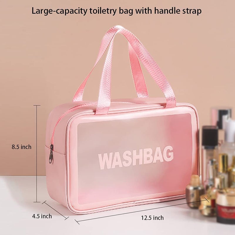 Onlyeasy Travel Toiletry Organizer Makeup Bag Pouch Cosmetic Wash Bags Portable Organizer Case Carry Pouch for Women Men Black  Pink Set of 2 - Image 4
