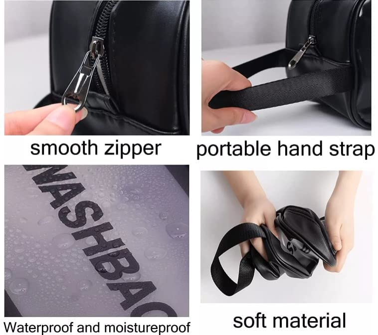 Onlyeasy Travel Toiletry Organizer Makeup Bag Pouch Cosmetic Wash Bags Portable Organizer Case Carry Pouch for Women Men Black  Pink Set of 2 - Image 5