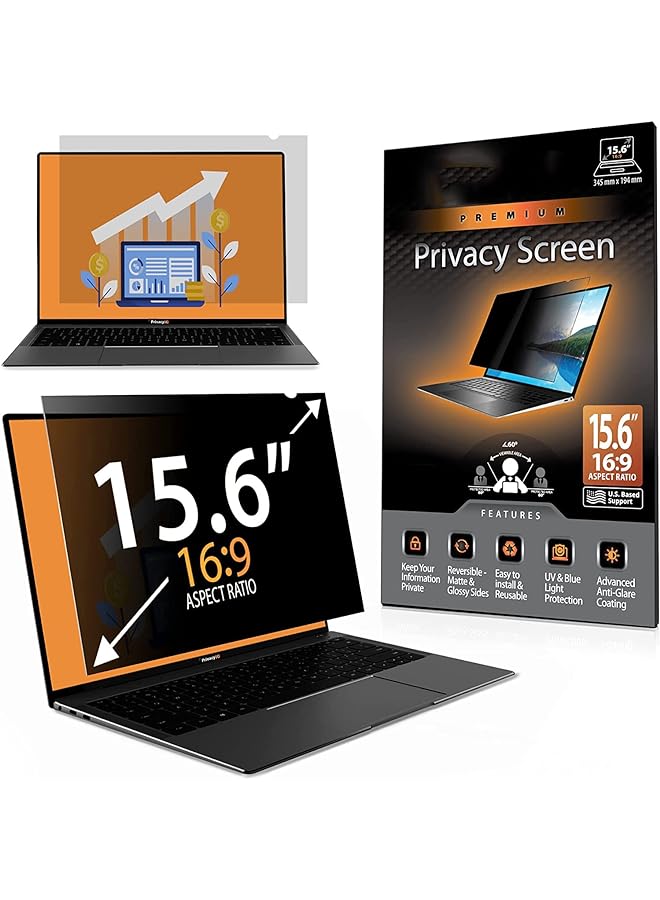 SYOSI Screen Filters 15.6 Inch 1 Pack Laptop Privacy Screen Filter For 16:9 Widescreen Display; 60 Degree Privacy Advanced Anti Glare Uv Light Reduction And Blue Light Filter - Image 1