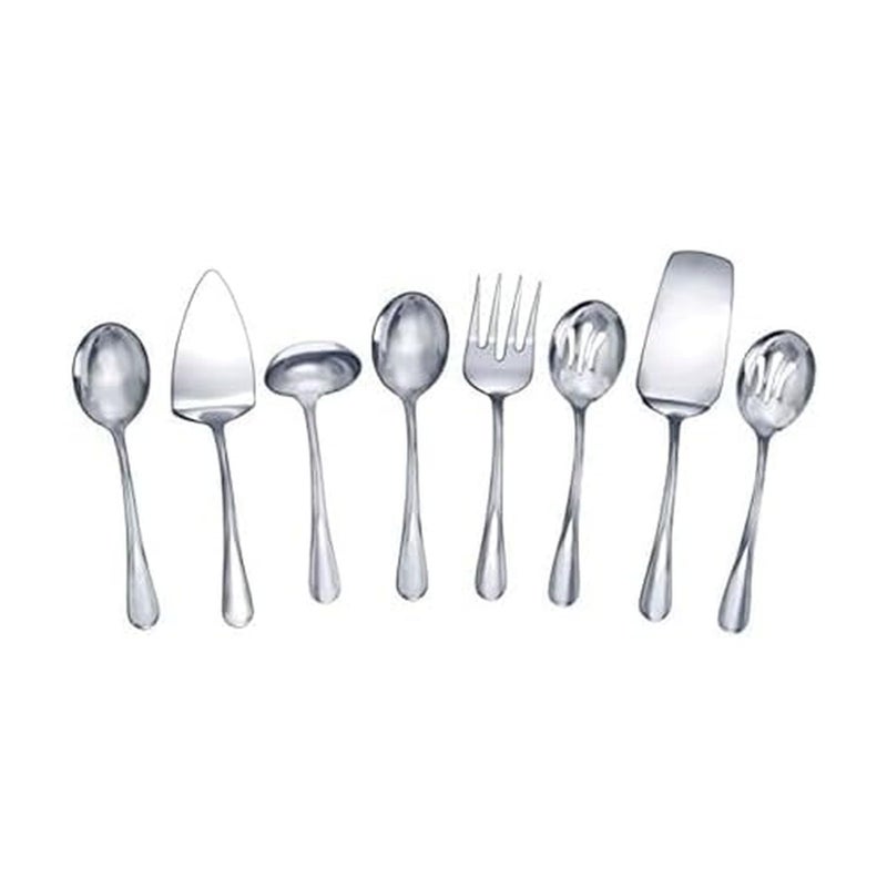 Gourmet Basics by Mikasa 5181046 Kaylee 8-Piece Stainless Steel Serving Set - Image 1