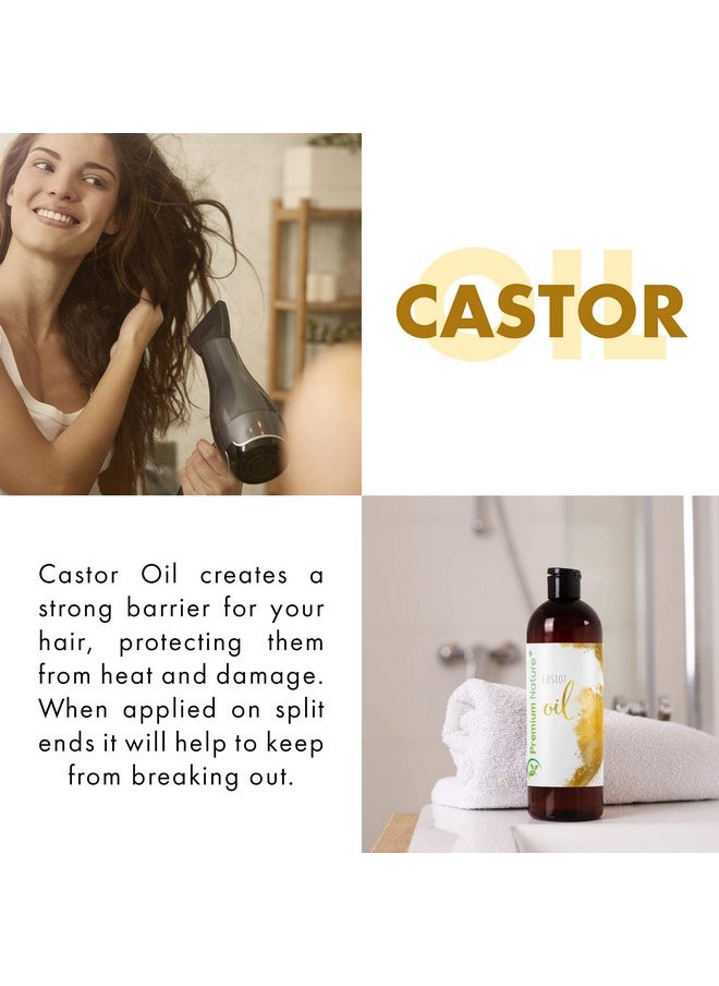 Premium Nature - Castor Oil Pure Carrier Oil Cold Pressed Castrol Oil For Essential Oils Mixing Natural Skin Moisturizer Body & Face Eyelash Caster Oil Eyelashes Eyebrows Lash & Hair Growth Serum 4 Oz - Image 1