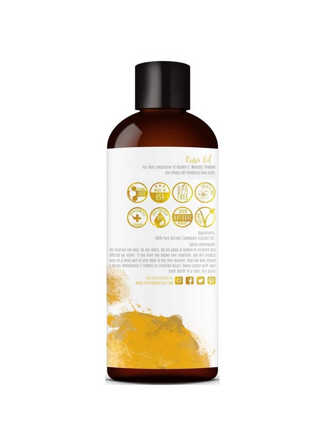 Premium Nature - Castor Oil Pure Carrier Oil Cold Pressed Castrol Oil For Essential Oils Mixing Natural Skin Moisturizer Body & Face Eyelash Caster Oil Eyelashes Eyebrows Lash & Hair Growth Serum 4 Oz - Image 1