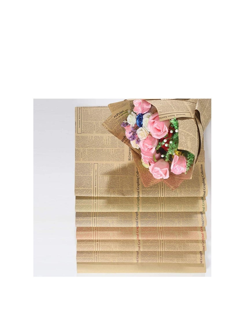 MARKQ - Newspaper Wrapping Paper 50 x 70 Kraft Paper Sheets for Gifts Packaging Flower Bouquet Art and Crafts - 40 Sheets - 80 GSM - Image 1