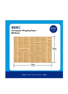 MARKQ Newspaper Wrapping Paper 50 x 70 Kraft Paper Sheets for Gifts Packaging Flower Bouquet Art and Crafts - 40 Sheets - 80 GSM  - Image 2
