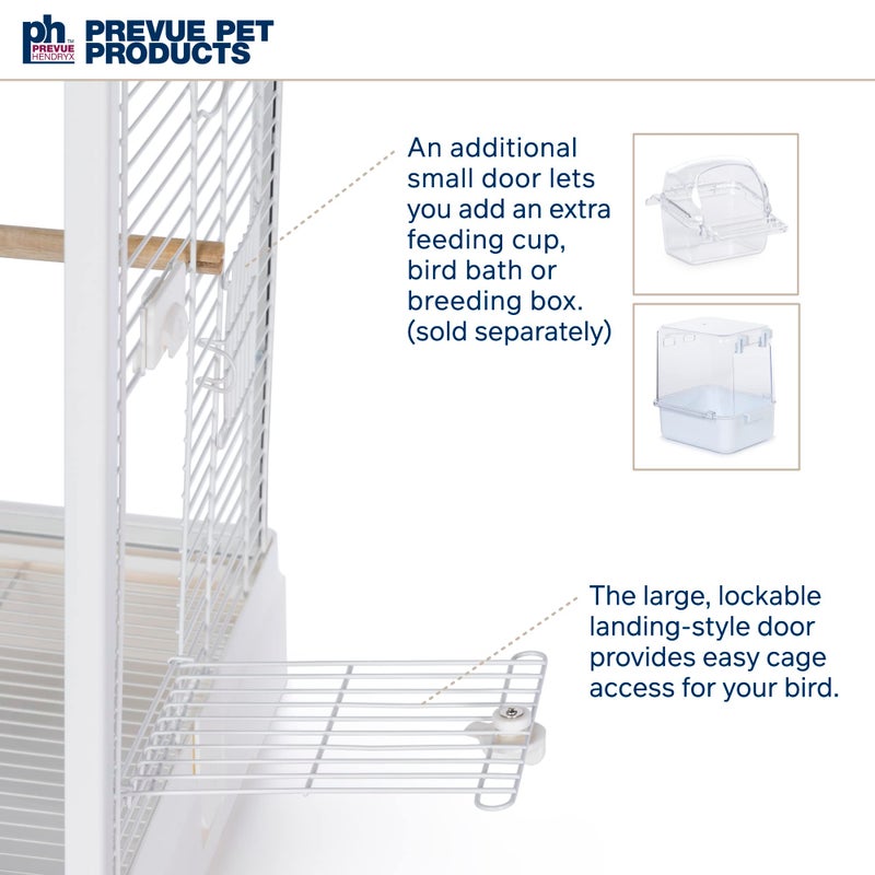 Prevue Pet Products Clear View Glass Bird Cage Crystal Palace for Small Birds - White Frame - Image 4