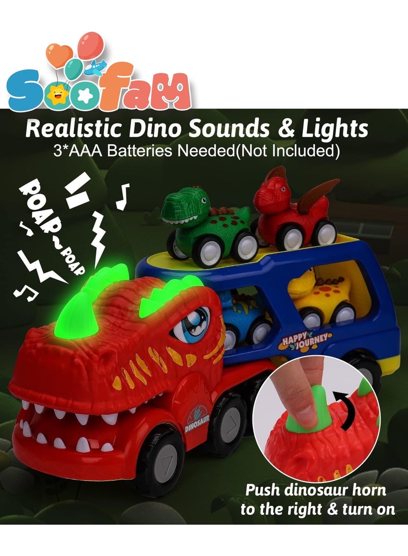 Soofam 5 in 1 Dinosaur Transporter, Toddler Car Toys With Dinosaur Sounds and Lights Kids Dinosaur Toys,1 2 3 4 Years Boy Birthday Gift 1-4 Years Toddler with Dinosaur Sounds and Lights Kids Dinosaur Toys - Image 5