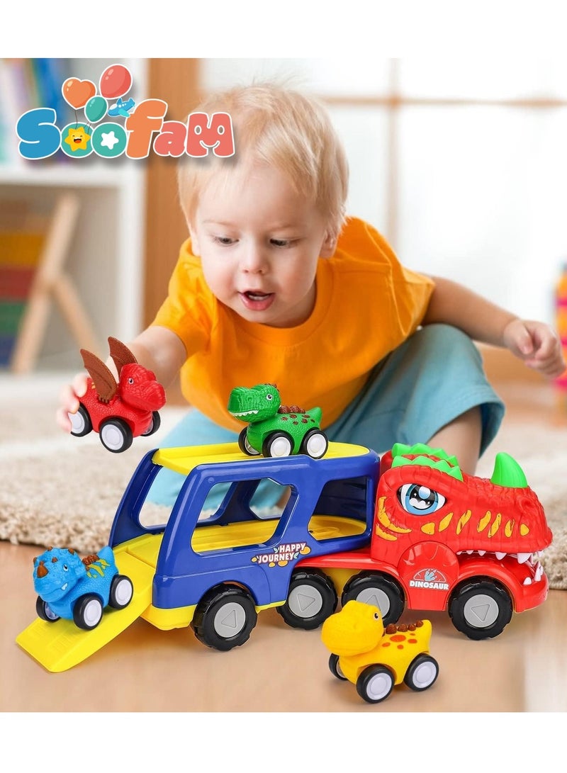 Soofam 5 in 1 Dinosaur Transporter, Toddler Car Toys With Dinosaur Sounds and Lights Kids Dinosaur Toys,1 2 3 4 Years Boy Birthday Gift 1-4 Years Toddler with Dinosaur Sounds and Lights Kids Dinosaur Toys - Image 3