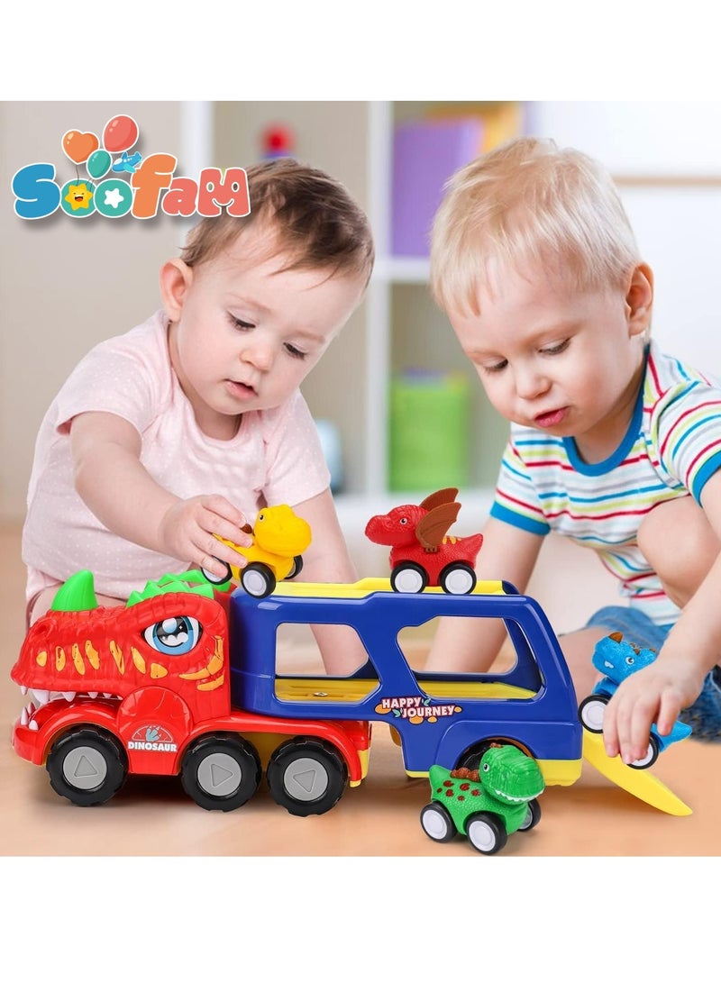 Soofam 5 in 1 Dinosaur Transporter, Toddler Car Toys With Dinosaur Sounds and Lights Kids Dinosaur Toys,1 2 3 4 Years Boy Birthday Gift 1-4 Years Toddler with Dinosaur Sounds and Lights Kids Dinosaur Toys - Image 4
