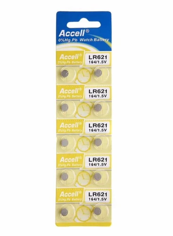 10-Pieces Accell AG1 LR621 (164) Alkaline 1.5V Batteries