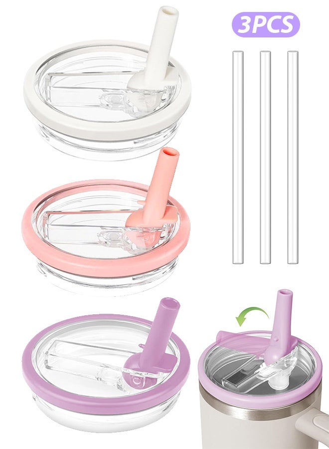 إم إكس إن 3 PCS تمبلر قلب القش Lid, إعادة الاستخدام تمبلر Cove, 40 OZ تمبلر قلب القش Lid مقاوم للانسكاب استبدال القش - Image 1