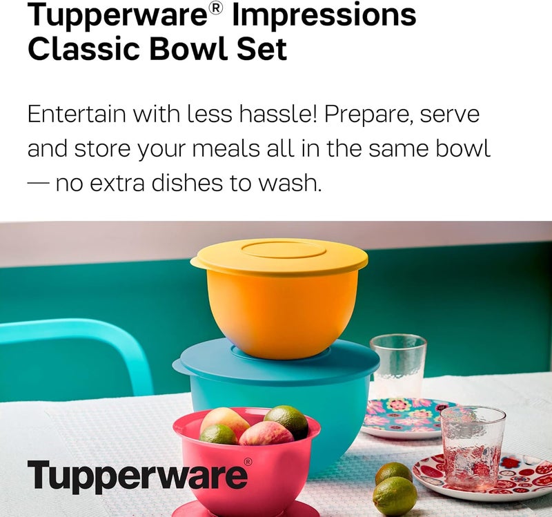 Tupperware Brand Impressions 6Piece Classic Bowl Set 3 Bowls  3 Lids  Dishwasher Safe  BPA Free  Airtight LeakProof Food Storage Containers for Fridge  Pantry - Image 2
