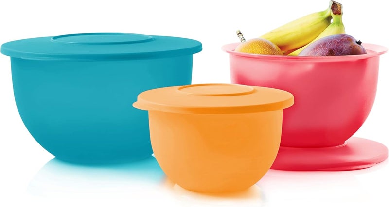 Tupperware Brand Impressions 6Piece Classic Bowl Set 3 Bowls  3 Lids  Dishwasher Safe  BPA Free  Airtight LeakProof Food Storage Containers for Fridge  Pantry - Image 1
