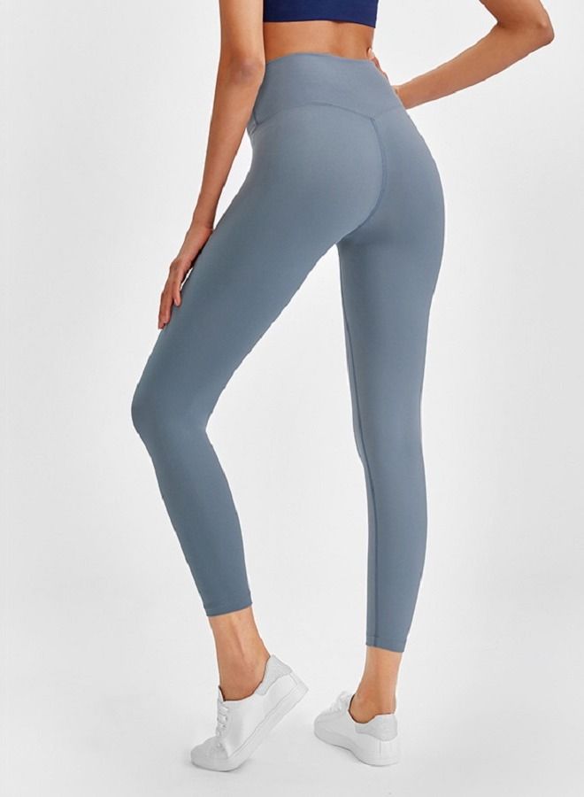 Loquat Solid Stretch Yoga Long Pants Blue  - Image 2
