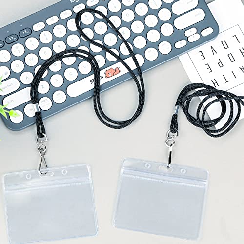 COTODO 50 Clear Plastic Horizontal Name Tags Badge ID Card Holders and 50 Black Lanyards with Swivel Hook - Image 5