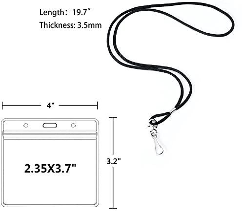 COTODO 50 Clear Plastic Horizontal Name Tags Badge ID Card Holders and 50 Black Lanyards with Swivel Hook - Image 2