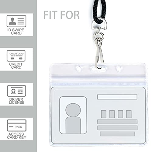 COTODO 50 Clear Plastic Horizontal Name Tags Badge ID Card Holders and 50 Black Lanyards with Swivel Hook - Image 4