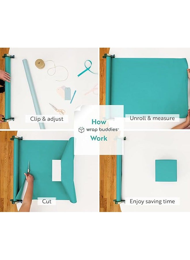 HR 2Pcs Tape Dispenser Wrapping Paper Clamps Gift Wrapping Paper Holder Clamps With Integrated Tape Dispensers Simple Gift Wrap Table Clamps Wrapping Paper Holder Clips and Tape Dispensers Grey - Image 5