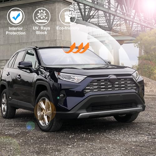 LHFLIVE Windshield Sun Shade Front Window Sunshade Fit for Toyota RAV4 RAV-4 2019-2024 2025 Accessories Auto Interior Sun Visor Heat Protection - Image 2