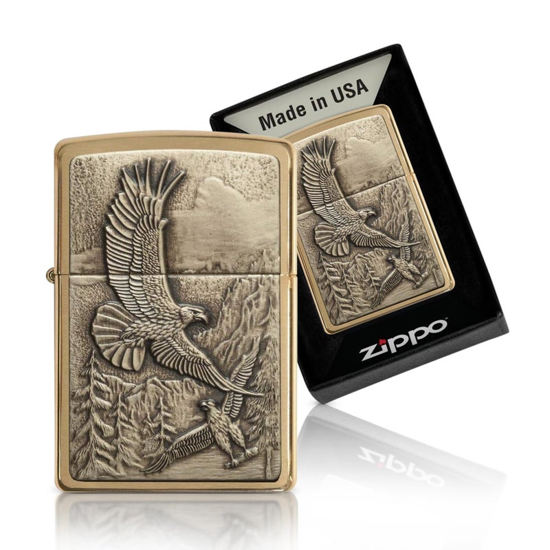 Zippo ولاعة جيبو إيجلز دير القابلة لإعادة التعبئة بغطاء قابل للفتح ولاعات مقاومة للرياح تصميم نسر جريء ووطني ولاعات جيب فاخرة ولاعة معدنية مصنوعة في الولايات المتحدة الأمريكية - Image 2