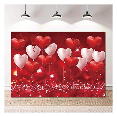 XLL Red Hearts Balloons Love Valentine's Day Theme Photography Backdrops 7x5ft Wedding Anniversary Wedding Bridal Shower Mother's Day Photo Background Couple Studio Portrait Pictures Shoot Props Vinyl - Image 4