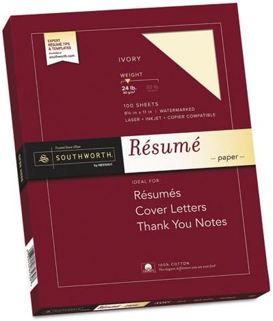 Southworth ورق سيرة ذاتية 100% قطن عاجي 24 رطل 8 12 × 11 منسوج 100 ورقة - Image 1