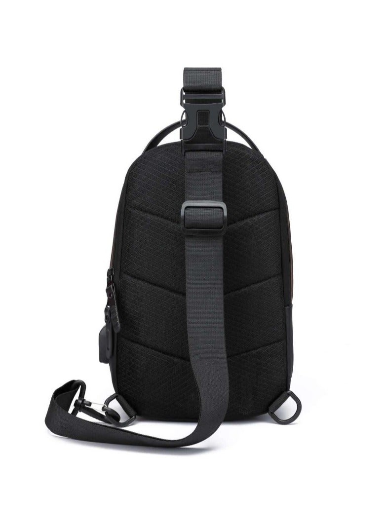 REBENUO Men's Chest Bag Waterproof Anti-Theft Travel Shoulder Bag for Men USB Charging High Capacity Crossbody Bag Model 88060 - Image 2