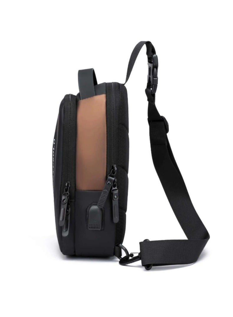 REBENUO Men's Chest Bag Waterproof Anti-Theft Travel Shoulder Bag for Men USB Charging High Capacity Crossbody Bag Model 88060 - Image 3