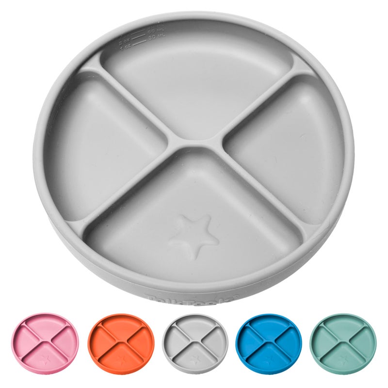 TalkTools Itsy Plate Must-Have Silicone Baby Plates with Suction | Non-Toxic Toddler Feeding Plate | Divided Portion | BPA-Free, Easy-Clean, Travel-Friendly Baby Dishware - Made in USA (Cloud) - Image 1