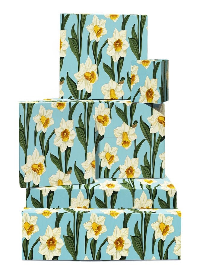 CENTRAL 23 Daffodil Wrapping Paper - 6 Sheets Of Gift Wrap - Floral Wrapping Paper For Wedding, Birthday, Bridal Shower - Comes With Stickers - Recyclable - Image 1