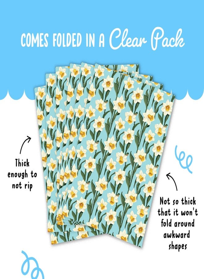 CENTRAL 23 Daffodil Wrapping Paper - 6 Sheets Of Gift Wrap - Floral Wrapping Paper For Wedding, Birthday, Bridal Shower - Comes With Stickers - Recyclable - Image 4