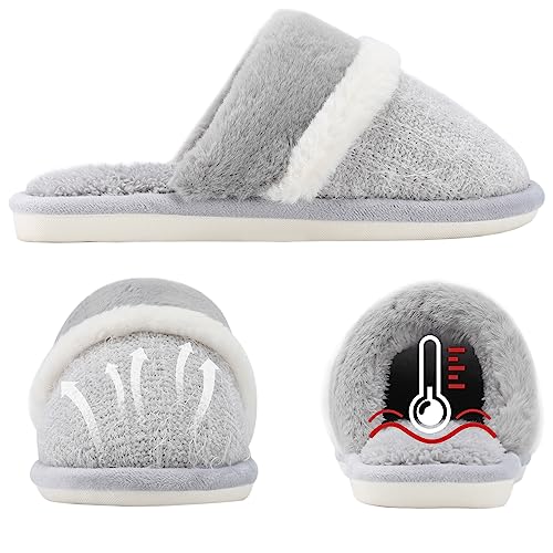 GOEWY Cozy Slippers for Women Indoor and Outdoor Fuzzy House Shoes with Memory Foam Anti-Skid Sole Gifts for Women Mom Ladies - Image 4
