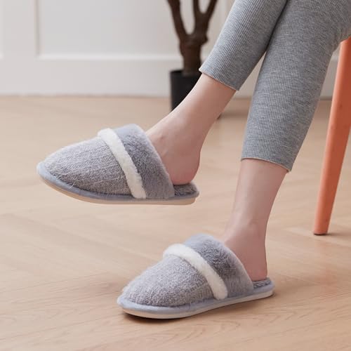 GOEWY Cozy Slippers for Women Indoor and Outdoor Fuzzy House Shoes with Memory Foam Anti-Skid Sole Gifts for Women Mom Ladies - Image 2