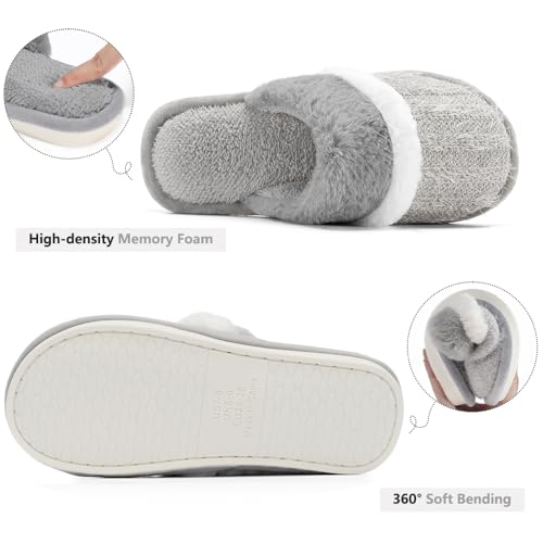GOEWY Cozy Slippers for Women Indoor and Outdoor Fuzzy House Shoes with Memory Foam Anti-Skid Sole Gifts for Women Mom Ladies - Image 5