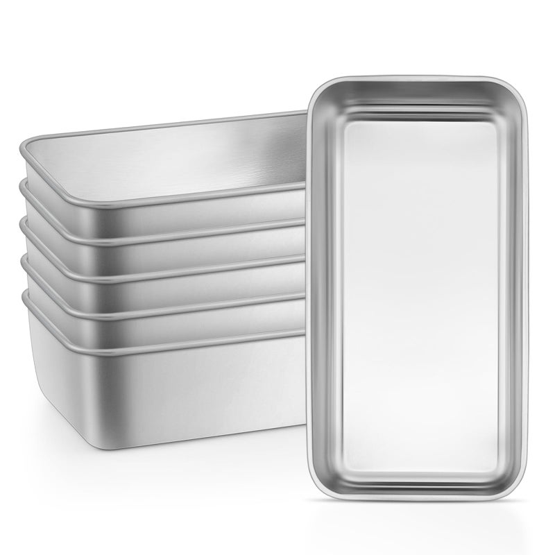 Leonyo 6 Pack Loaf Pans for Baking Bread, 9IN x 5IN Stainless Steel Loaf Pans for Homemade Bread, Meatloaf, Bananas, Brownies, Lasagnas, Dishwasher Oven Safe - Image 1