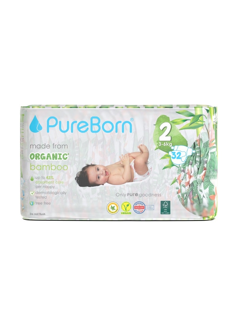 PureBorn Organic Diapers Size-2 3-6kg Single Pack Tropic Print