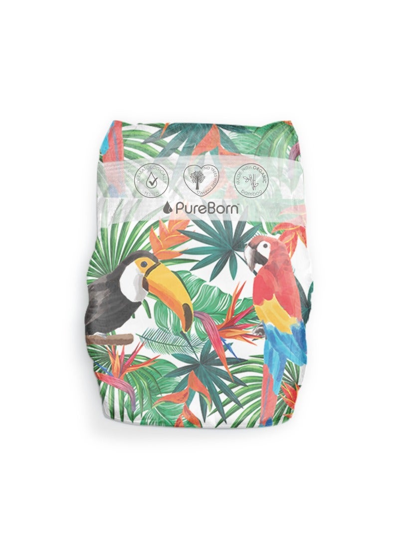 PureBorn Organic Diapers Size-2 3-6kg Single Pack Tropic Print - Image 3