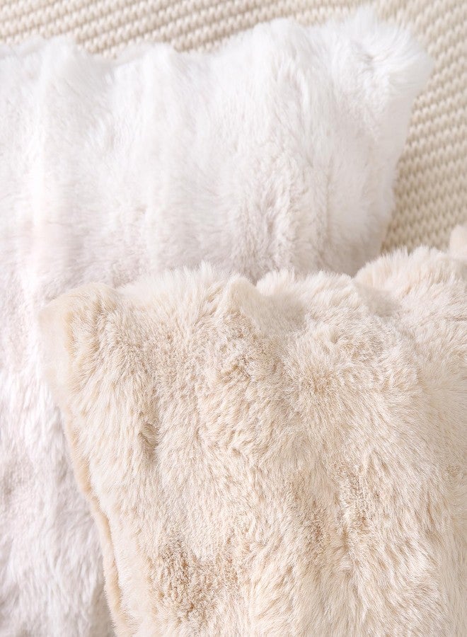 MADIZZ Pack of 2 Thick Plush Wool Throw Pillow Covers 18x18 Inch Beige Soft Neutral Decorative Throw Pillows Accent Boho Cushion Covers for Couch Sofa Bedroom Pillow Shell - Image 5