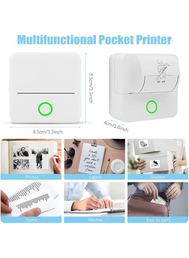 Portable Wireless Pocket Thermal Printer with 5 Rolls Self Adhesive Sticker Paper and 5 Rolls Non Adhesive Paper for Printing Pictures Photos Labels Text To Do Lists - Image 4