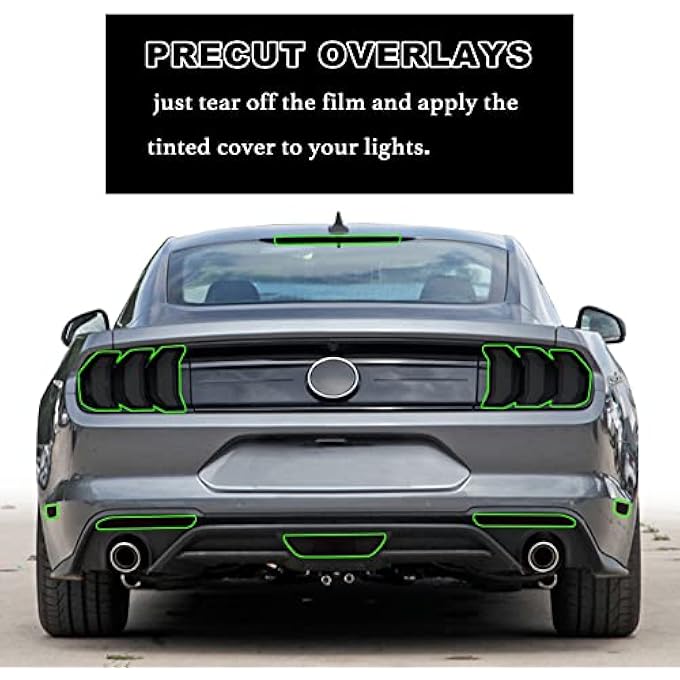 ريحني مناسب لفورد موستانج GTECOBOOST 20182022 مجموعة تلوين فينيل مقطوعة مسبقا، مصباح خلفي كامل مع غلاف دخان داكن لامع، ملصقات فينيل، ملحقات أفلام - Image 3