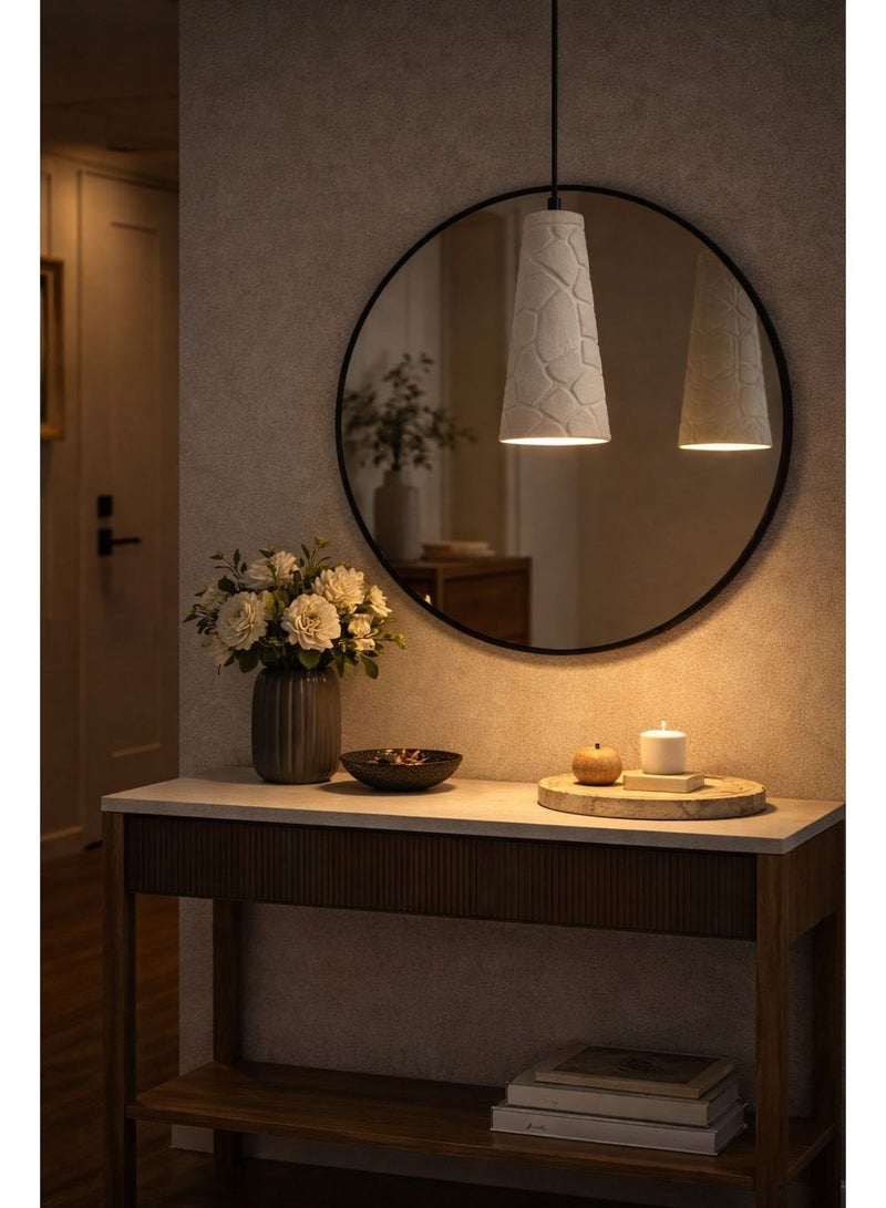 Gypsum Cone Pendant White Light with Stone-Texture Design, 27cm Height, 12cm Width, featuring G9 Bulb for Soft Modern Illumination - Image 2