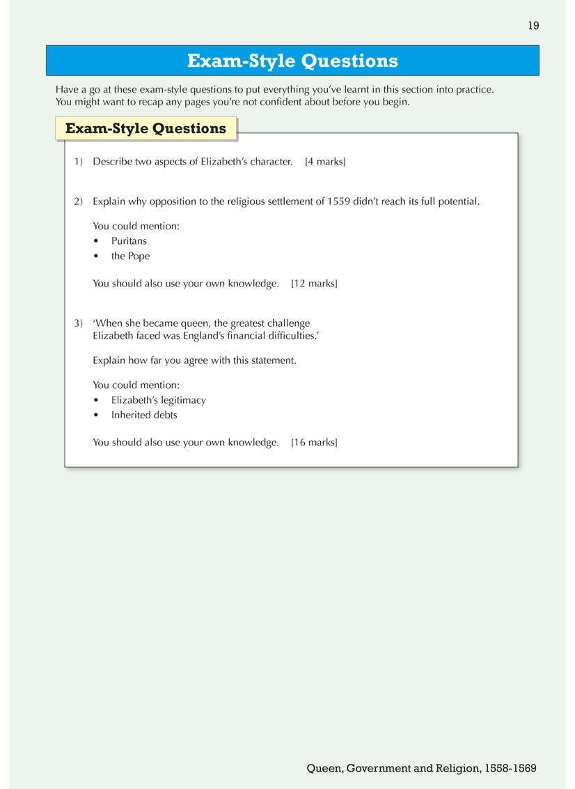null - GCSE History Edexcel Topic Revision Guide - Early Elizabethan England, 1558-1588 - Image 1