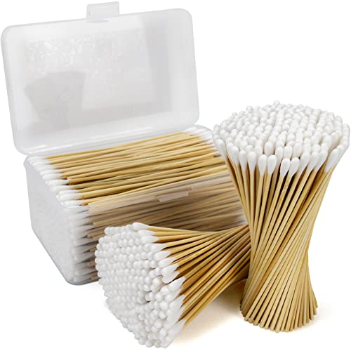 Bcowos 500 Count Long Cotton Swabs - 6 Inch Bamboo Cotton Swabs - Biodegradable Tips Applicators for Cleaning, Makeup, Pets Care (In Storage Case) - Image 1