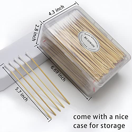 Bcowos 500 Count Long Cotton Swabs - 6 Inch Bamboo Cotton Swabs - Biodegradable Tips Applicators for Cleaning, Makeup, Pets Care (In Storage Case) - Image 4