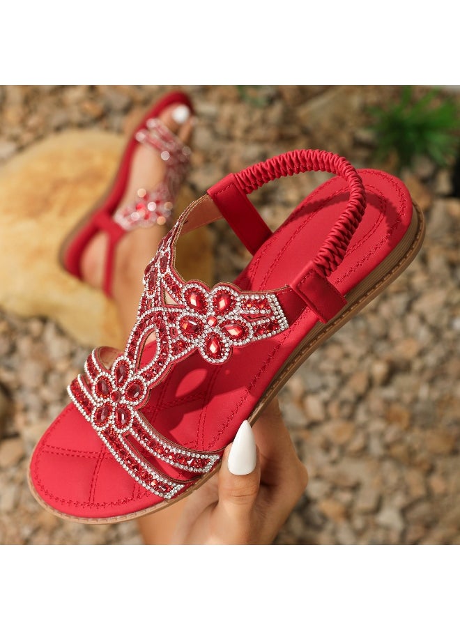 NIBEMINENT Round Toe Comfort Shoes for Women Outside Sandals Large Size Summer Heels Suit Female  - Image 1