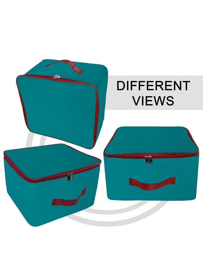 TULMAN 5 Pack Nylon Wardrobe Bag, Underbed Storage, Moisture-Proof Saree Cover with Zipper Closure & Handle - Turquoise (36 x 22.5 x 34 cm), Space-Saving Storage for Clothes and Linens - Image 4