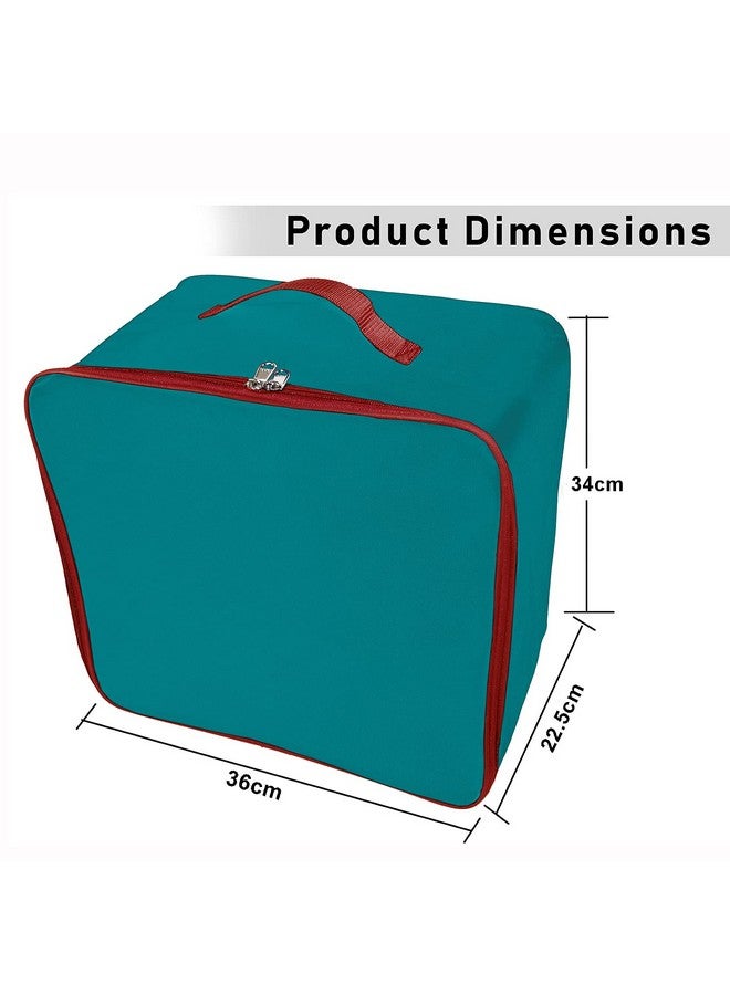 TULMAN 5 Pack Nylon Wardrobe Bag, Underbed Storage, Moisture-Proof Saree Cover with Zipper Closure & Handle - Turquoise (36 x 22.5 x 34 cm), Space-Saving Storage for Clothes and Linens - Image 2
