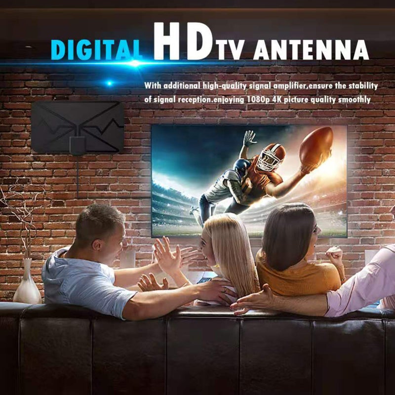 هوائي تلفزيون رقمي داخلي بمدى 3600 ميل مع إمكانية الوصول إلى قنوات 4K عالية الدقة - مصنوع من مادة PC فائقة الرقة ومقاومة للهب مع كابل متحد المحور بطول 9.8 قدم للاستخدام المنزلي الداخلي - Image 2