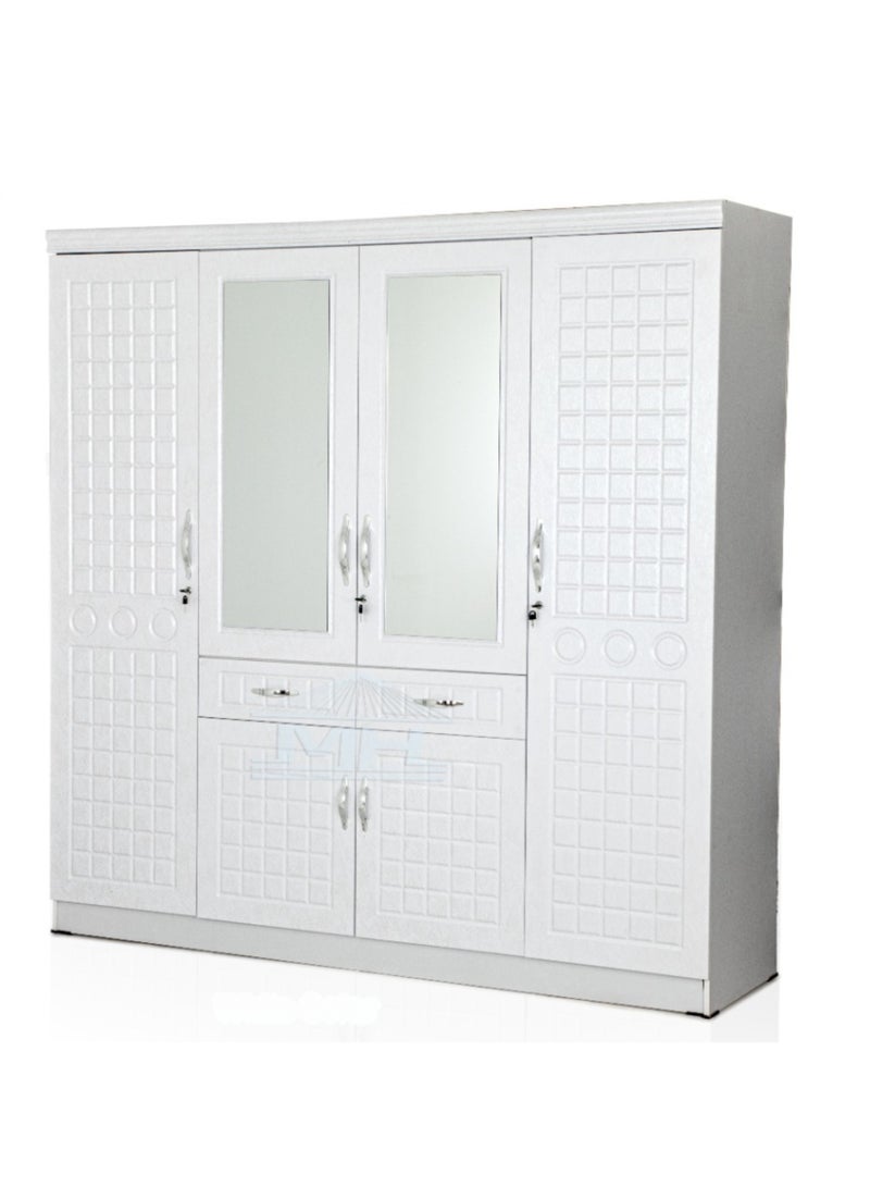 Uzman Home Modern 3-Door White Wardrobe with Drawers & Adjustable Shelves – Spacious Storage Solution for Bedroom  - Image 1