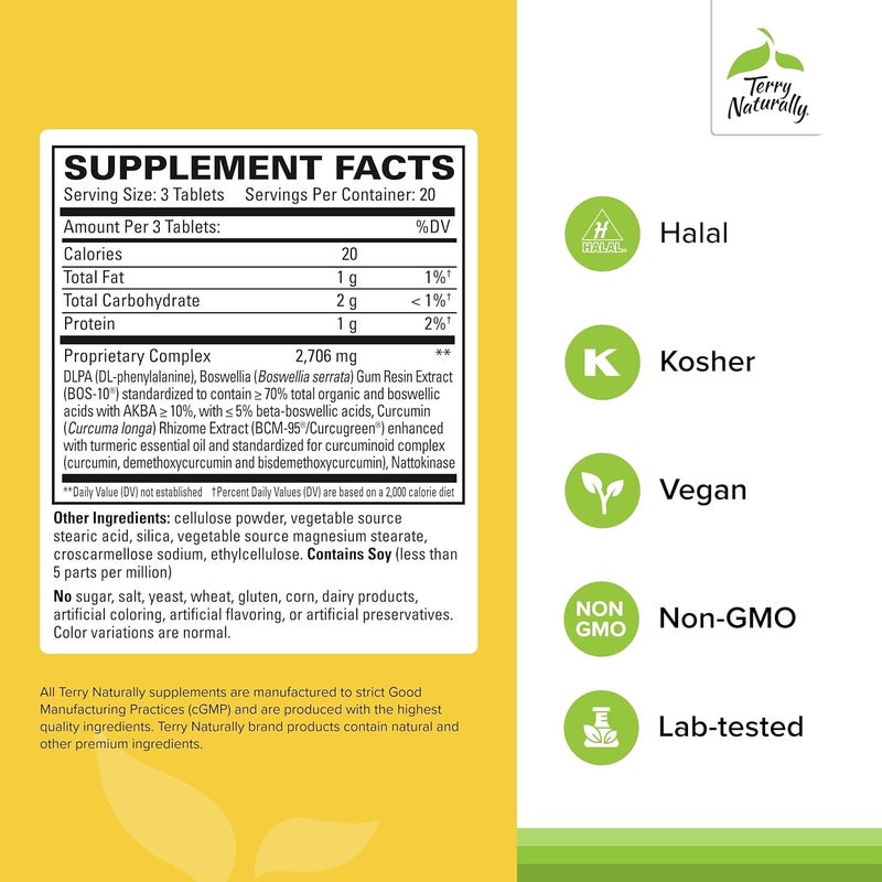 Terry Naturally Curamin Extra Strength  Curcumin  Boswellia Supplement for Healthy Circulation Support  Turmeric Supplement to Support Joints Muscle Health  Endorphin Production  60 Tablets - Image 2