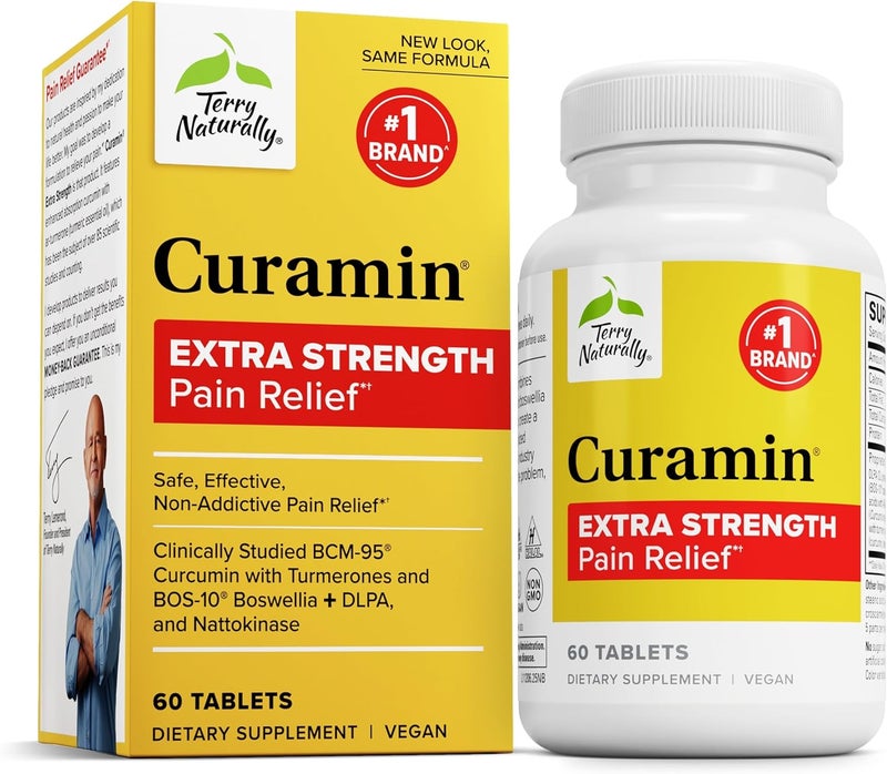 Terry Naturally Curamin Extra Strength  Curcumin  Boswellia Supplement for Healthy Circulation Support  Turmeric Supplement to Support Joints Muscle Health  Endorphin Production  60 Tablets - Image 1